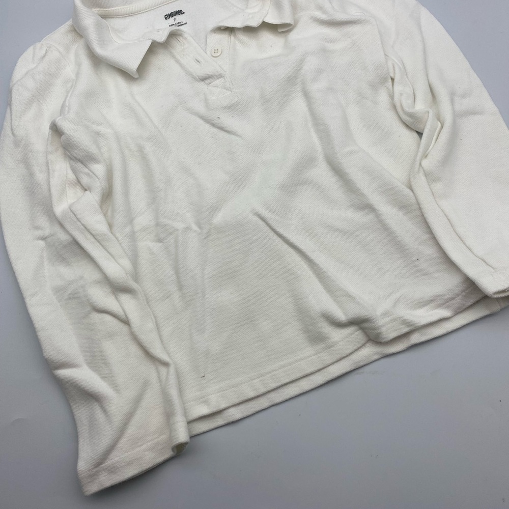Girls Gymboree Long Sleeve White Polo Shirt size 7